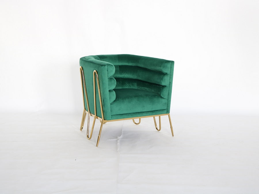 ARMCHAIR 'PRAHA' GREEN VELVET FABRIC