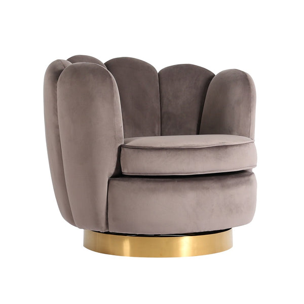 SWIVEL ARMCHAIR 'MIAMI' GREY VELVET