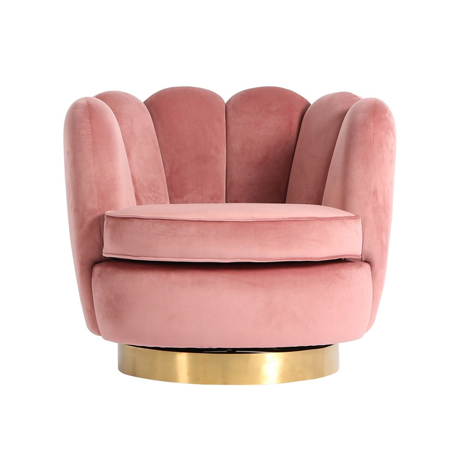 SWIVEL ARMCHAIR 'MIAMI' PINK VELVET