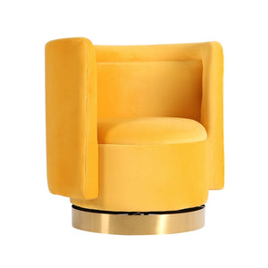 SWIVEL ARMCHAIR 'BOTTEGA' YELLOW VELVET