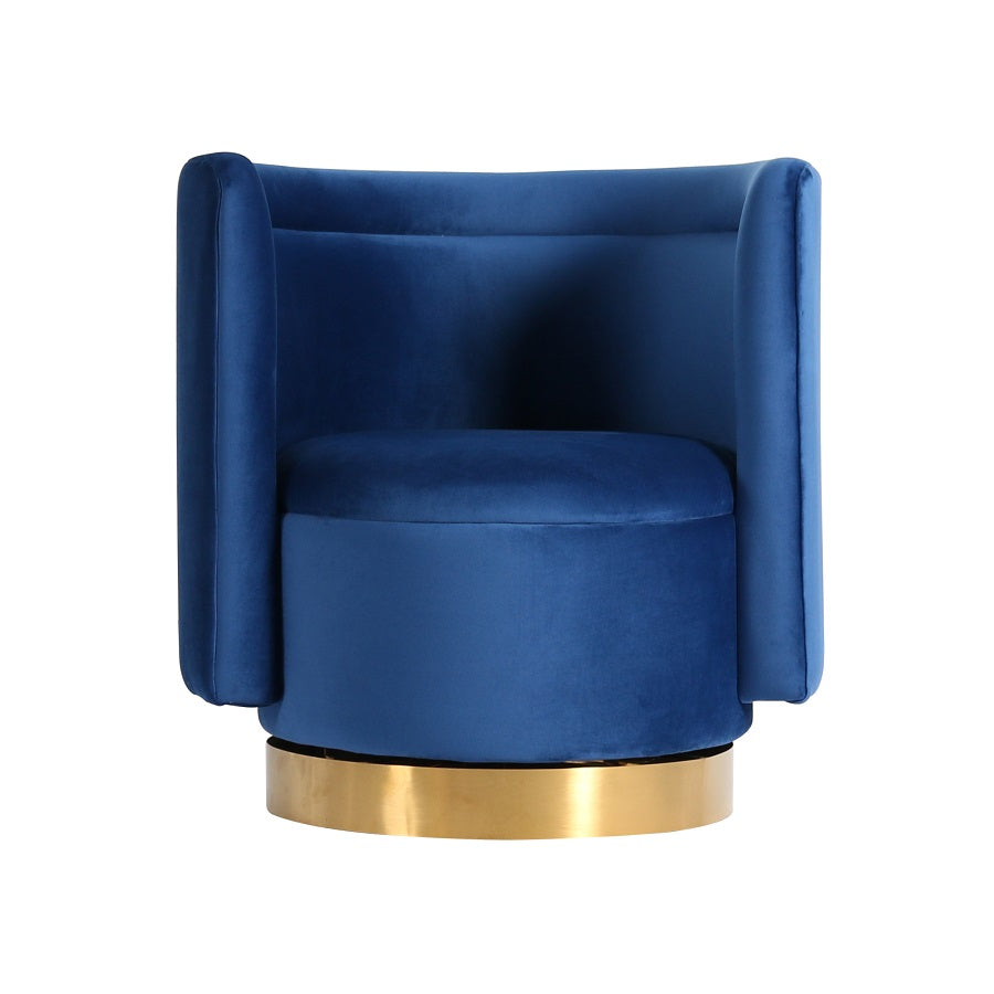 SWIVEL ARMCHAIR 'BOTTEGA' BLUE VELVET