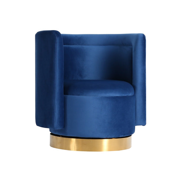 SWIVEL ARMCHAIR 'BOTTEGA' BLUE VELVET