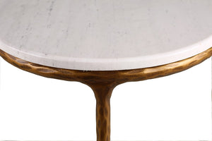 END TABLE | 'PATRAS' GOLD FRAME+WHITE MARBLE D45x55h