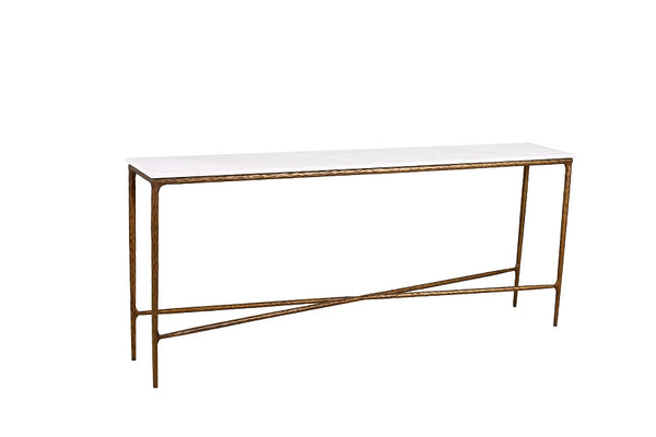 CONSOLE TABLE | 'PATRAS' GOLD FRAME+WHITE MARBLE