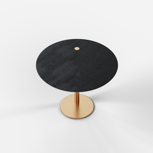 LUCA END TABLE | BRUSHED GOLD W/ OAKED WOOD TOP